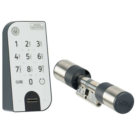 Serrure électronique 7602 cyl. et clavier à empreinte digitale noir, VA BURG-WÄCHTER