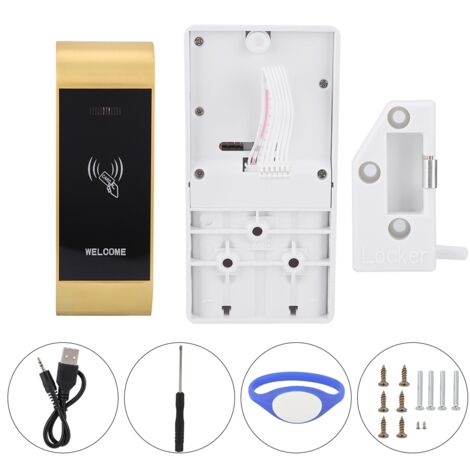 Serrure électronique à capteur intelligent pour classeur/armoire avec bracelet de déverrouillage en forme de U (dorée)