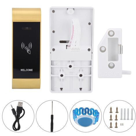 Serrure électronique à capteur intelligent pour classeur/armoire avec bracelet de déverrouillage en forme de U (dorée)