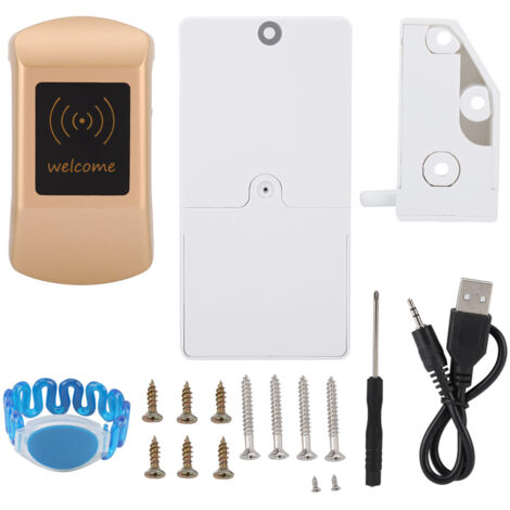 Serrure électronique à capteur intelligent pour classeur/armoire avec bracelet de déverrouillage en forme de U (dorée)