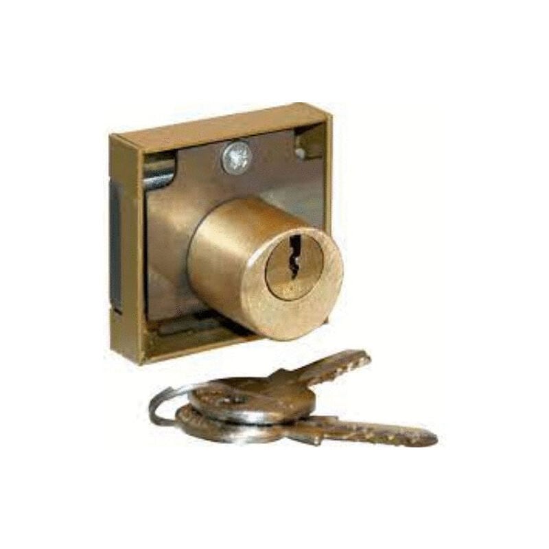 Serrure en applique 3 goupilles 40x40mm cylindre diamètre 22mm gauche Devismes 12154G-bronze