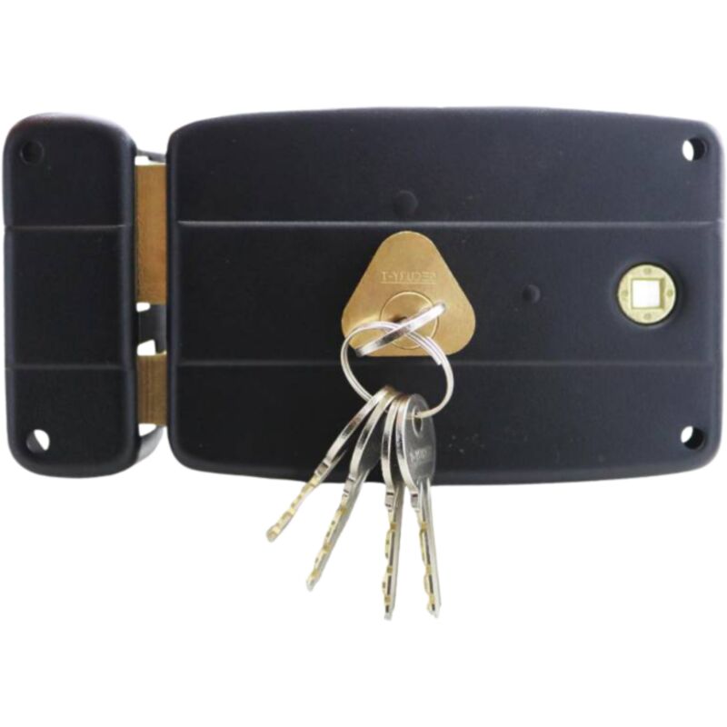 Serrure en applique axe à 60mm horizontale noire ouverture à droite Secury-t