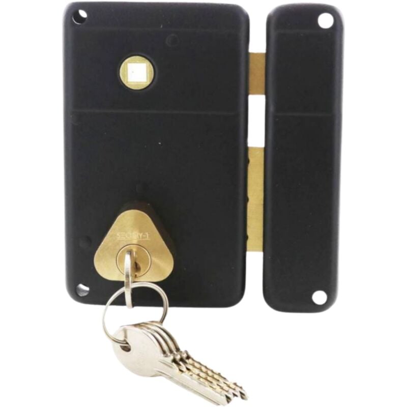 Serrure en applique axe à 45mm verticale noire ouverture à droite Secury-t