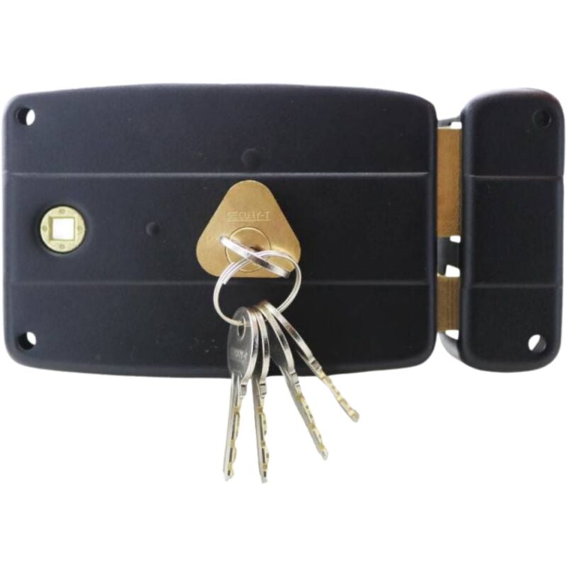 Serrure en applique axe à 60mm horizontale noire ouverture à droite Secury-t