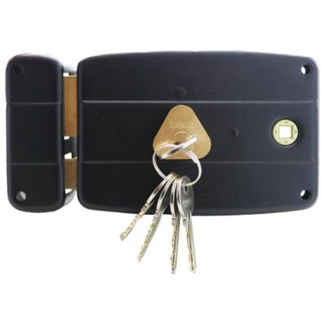 Serrure en applique axe à 60mm horizontale noire ouverture à droite - SECURY-T