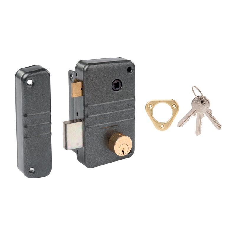 Serrure en applique gris anthracite gauche à fouillot - Clé i - Axe à 45 mm - City 5G - Iséo