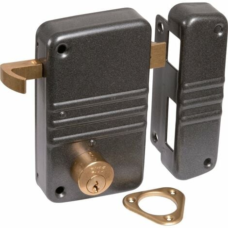 Serrure en applique gris anthracite droite à tirage - Clé I - Axe à 45 mm - City 5G - Iséo