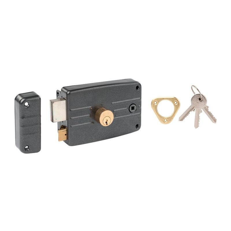 Serrure en applique grise gauche à fouillot - Clé i - Axe à 60 mm - City 5G - Iséo