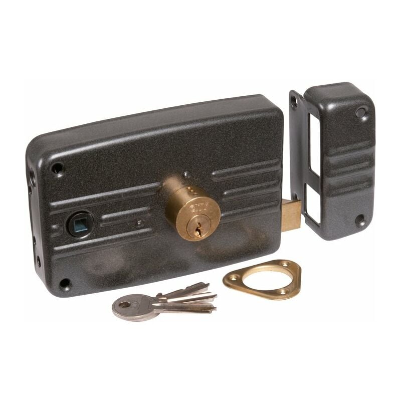 Serrure en applique grise droite à fouillot - Clé i - Axe à 60 mmCity 5G - Iséo