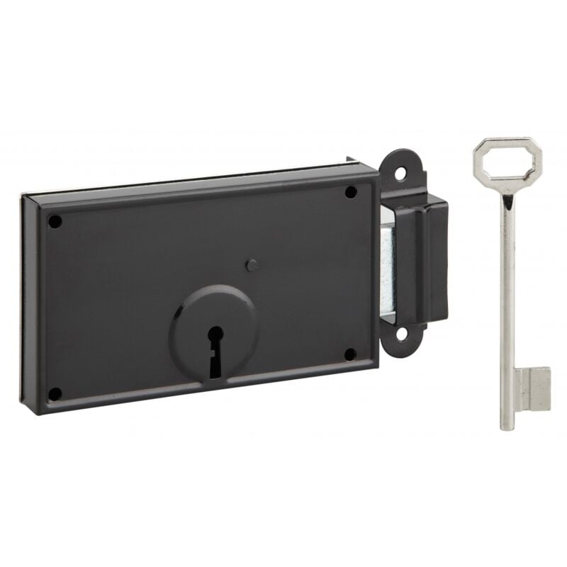 Serrure en applique horizontale à clé, pêne dormant, droite, 140 x 80 mm, 1 clé Serruprix