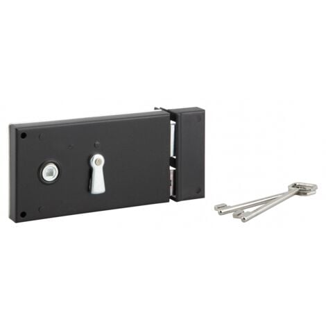Serrure en applique horizontale à clé, pêne dormant, droite, 140 x 80 mm, 2 clés - SERRUPRIX