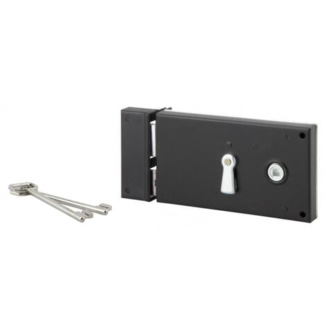 Serrure en applique horizontale à clé, pêne dormant, gauche, 140 x 80 mm, 2 clés - SERRUPRIX