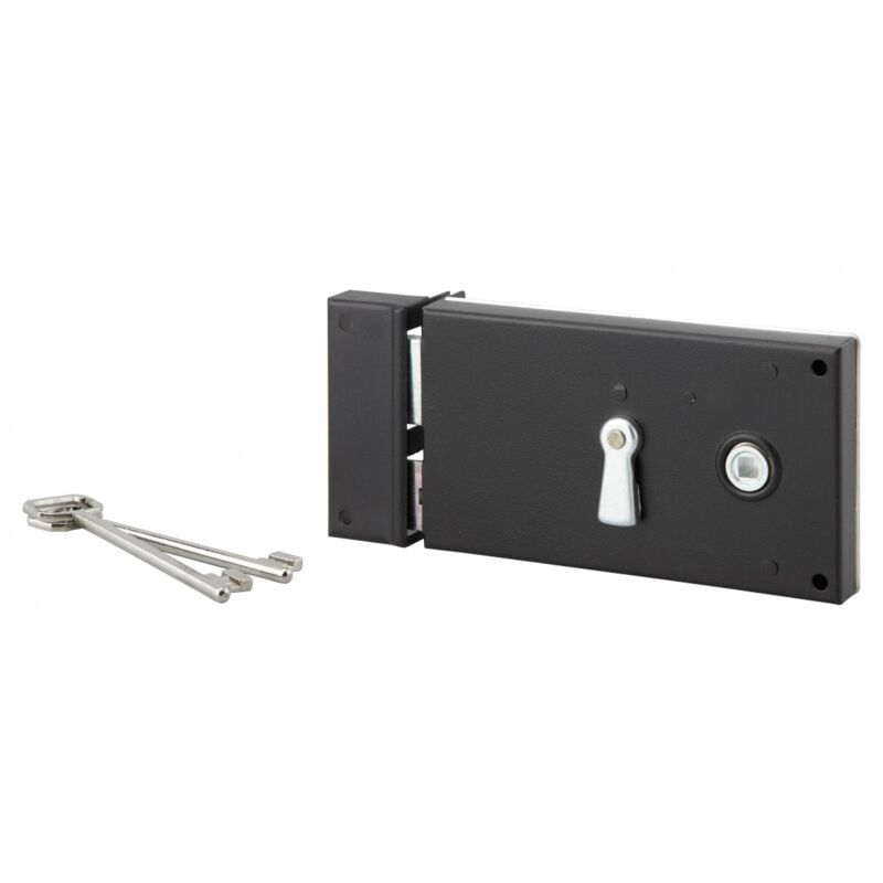 Serrure en applique horizontale à clé, pêne dormant, gauche, 140 x 80 mm, 2 clés Serruprix