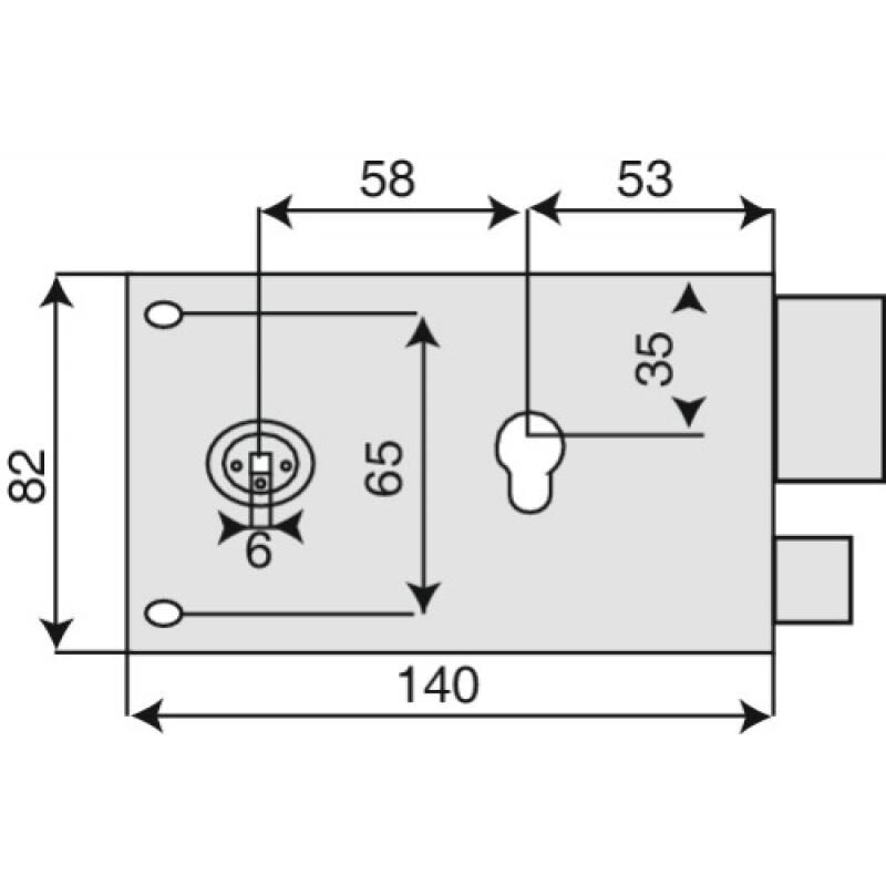 Serrure en applique horizontale à fouillot inox - Pêne dormant et demi-tour - A cylindre européen - 719 main droite - DEVISMES