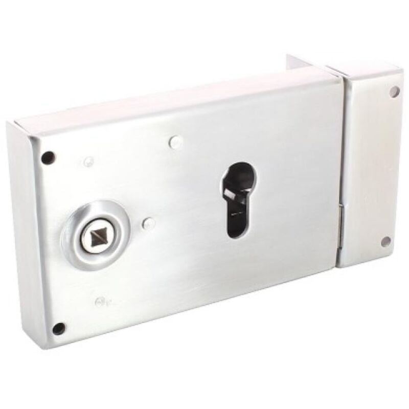 Devismes - Serrure en applique horizontale à fouillot inox - Pêne dormant et demi-tour - a cylindre européen - 719 main gauche