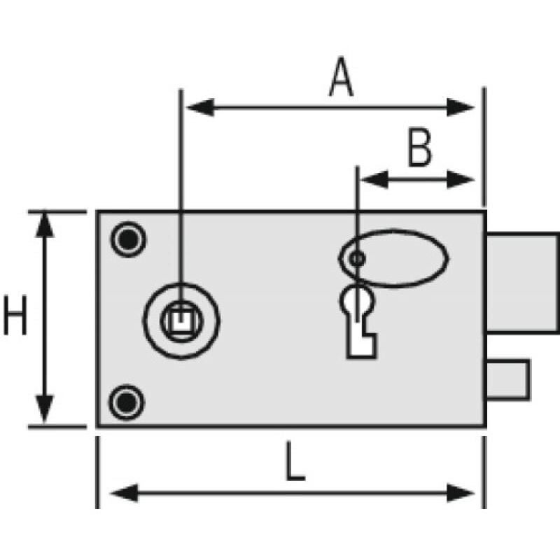 Serrure en applique horizontale à fouillot - Pêne dormant et demi-tour - a gorges - 603 main gauche - métalux