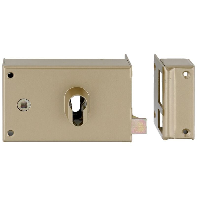 Serrure profil européen horizontale à fouillot de 7 coffre seul sans cylindre 140x88mm or droite tirant Heracles 86911