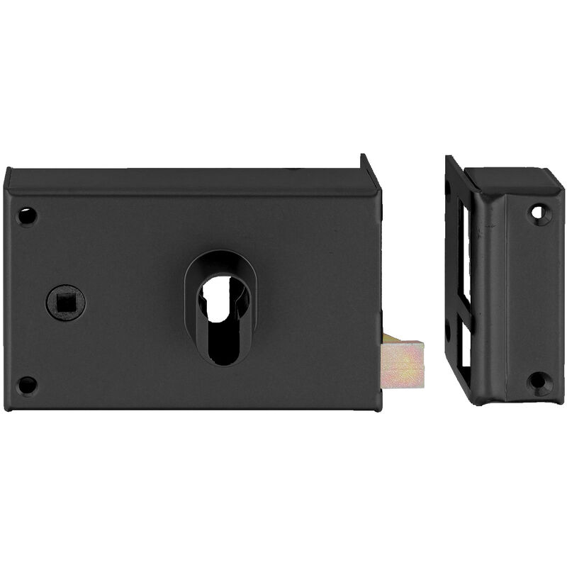 Serrure profil européen horizontale fouillot de 7 grille PN+5 coffre seul sans cylindre noir droite Heracles 85910