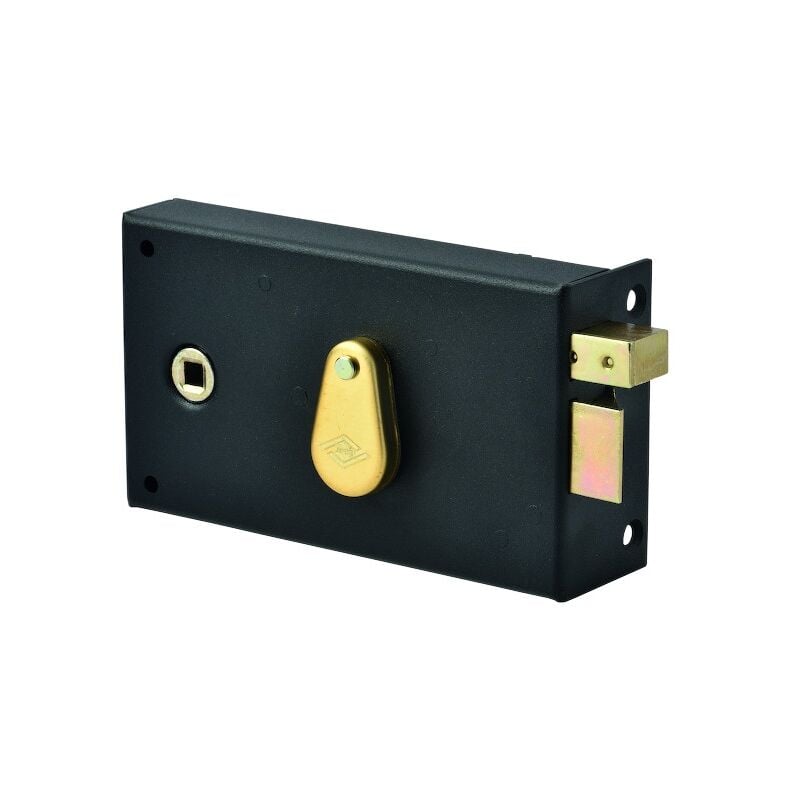 Finish - Serrure en applique monopoint horizontale à fouillot à chiffre 144000 - droite - noire - jpm