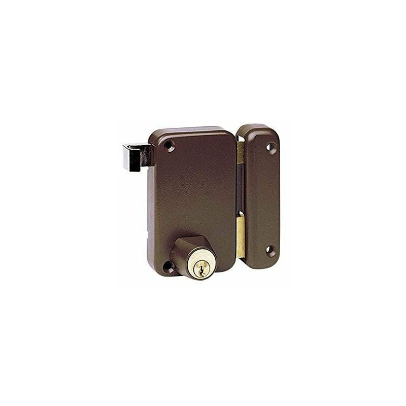 Serrure en applique monopoint verticale à tirage droite marron