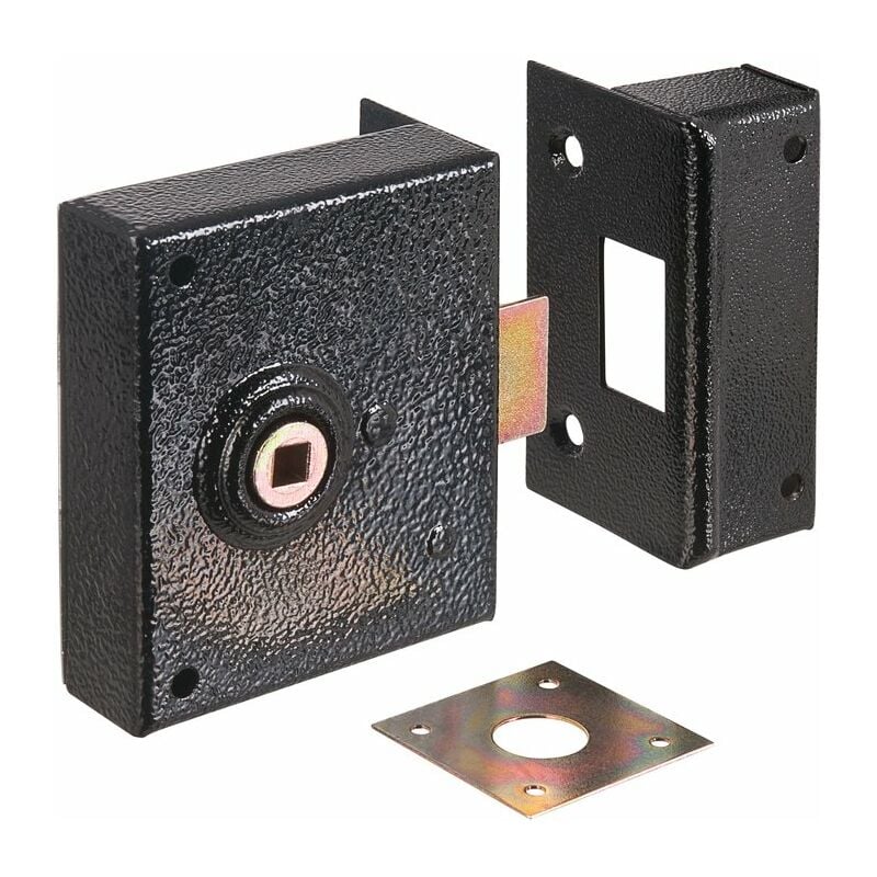 Serrure en applique noire à fouillot - Bec de cane - Axe à 85 mm - Série 526 - DOM