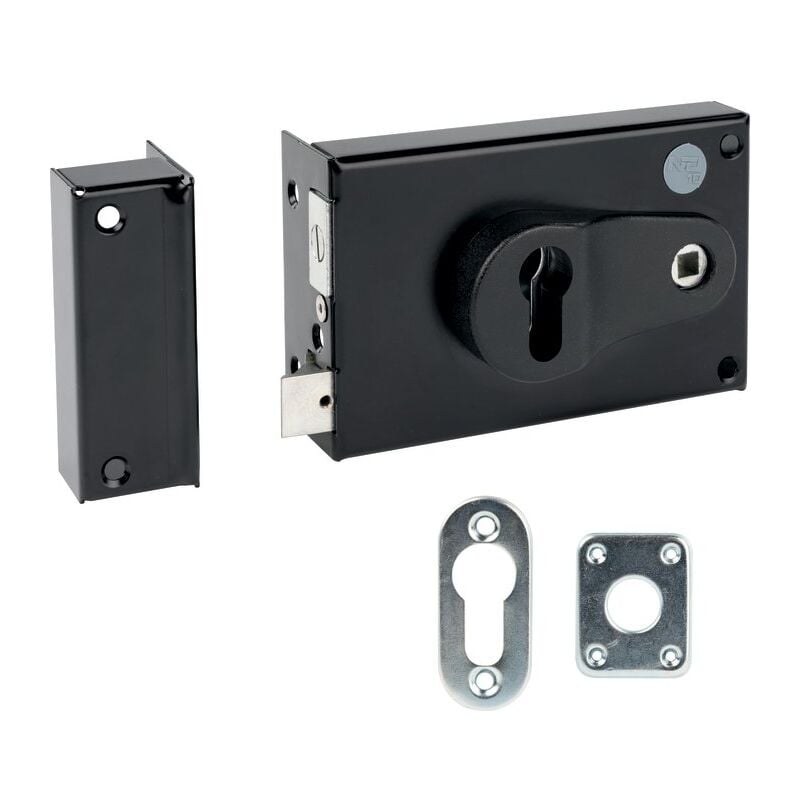 Serrure en applique noire gauche à fouillot - Clé i - Axe de 52 à 70 mm - Série ND10 - dom