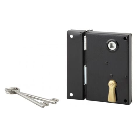 Serrure en applique verticale à clé, pêne dormant, gauche, 70 x 110 mm, 2 clés - SERRUPRIX