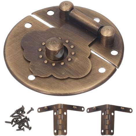 Serrure en cuivre estampé rond pour boîtes en bois vintage, fermoir décoratif pour coffrets à vin ou mariage, finition bronze.