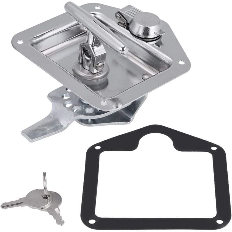 Serrure en forme de t pliante en acier inoxydable , kit de clés de boîte à outils de verrouillage de poignée en forme de t argent pour remorque de