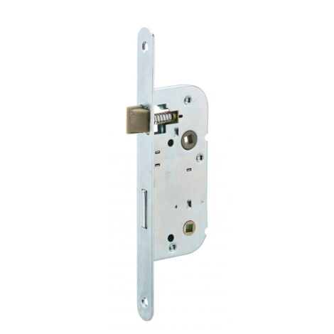 Serrure encastrable pour salle de bain et toilette, axe 40mm, blanche, bouts ronds - SP