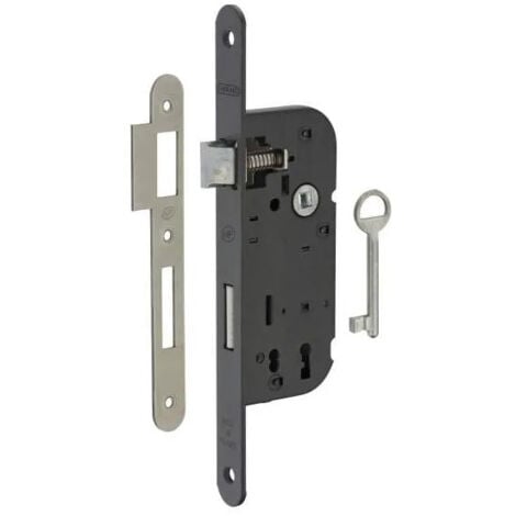 Serrure encastrée, axe 40 mm, pene demi tour BR, 1 clé