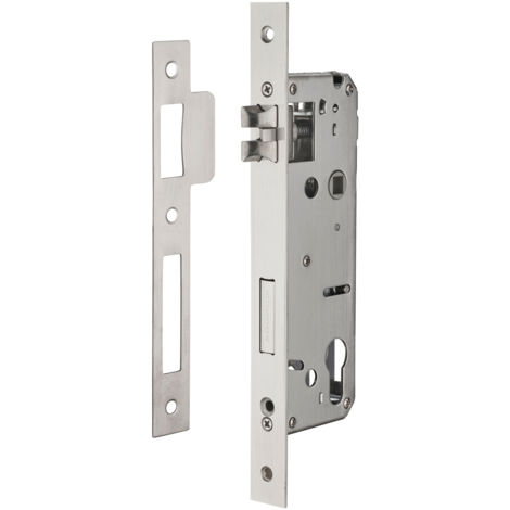 Serrure encastrée pour poignées connectées – Inox – Axe 45mm – Entr'axe 85mm – Carré 8mm – Pêne en acier inoxydable SUS304 – Intelock - axes85mm