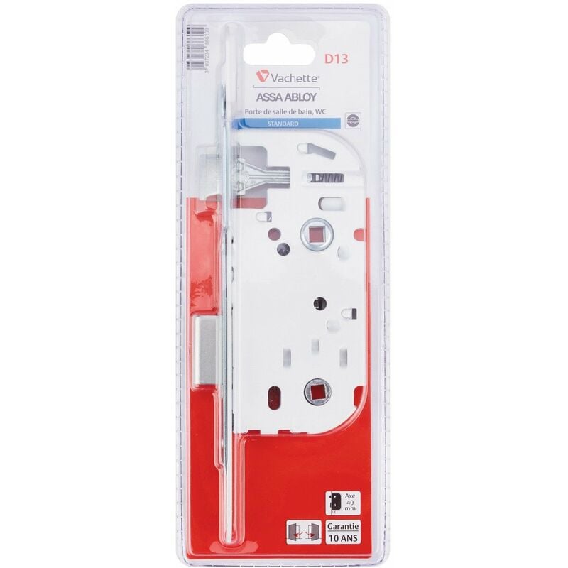 Serrure à encastrer bec de cane à condamnation axe 40mm - Assa Abloy