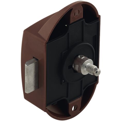 Serrure espagnolette à poussoir grand modèle axe 25mm en plastique idéal bateaux caravanes vans Verrou Fermeture Sécurité Bouton Push-lock, marron foncé