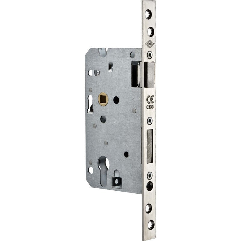 JPM - Serrure extra-renforcée Liona, têtière bouts carrés nickelée, axe 60 mm, main droite