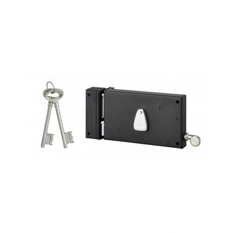Serrure à larder MULTIBAT à bec de cane axe 50mm finition noir à bout rond sans gâche réversible - JPM - 250000-02-1J