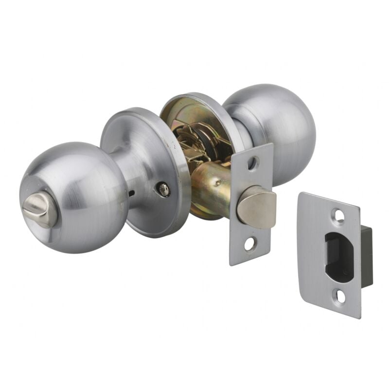 Serrure horizontale tubulaire en applique à condamnation pour porte d'entrée, axe réglable, chromé, 3 clés