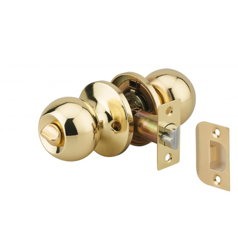 Serrure horizontale tubulaire en applique à condamnation pour porte d'entrée, axe réglable, doré, 3 clés