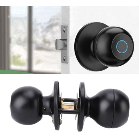 Serrure Intelligente à Bouton Porte - 3 Modes d'Ouverture (empreinte digitale, App, clé) - Batterie rechargeable USB-C - Installation facile pour porte 35-55mm - Noir