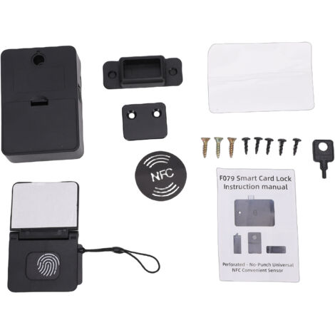 Serrure intelligente pour tiroir, entrée par carte NFC, 4 modes de déverrouillage, serrure électronique pour armoire, écoénergétique, installation facile pour armoires, meubles de bureau et rangement 