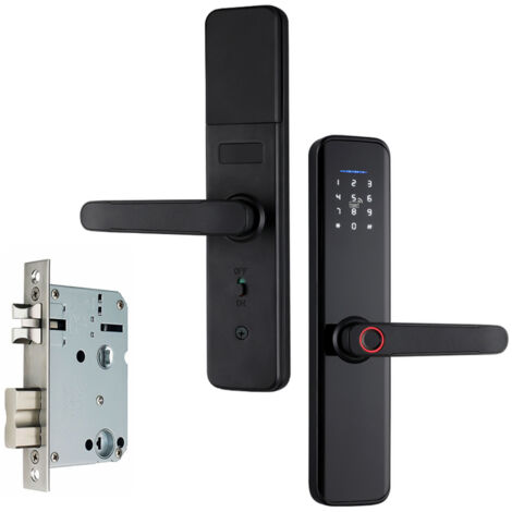 Serrure intelligente Tuya Serrure à empreinte digitale Serrure de porte Serrure de porte à clavier avec poignée Serrure de porte à pêne dormant électronique à empreinte digitale Serrure de porte inte