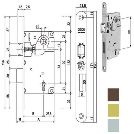 Serrure intérieure en bois Centre E50 Chrome Op 1001 Agb