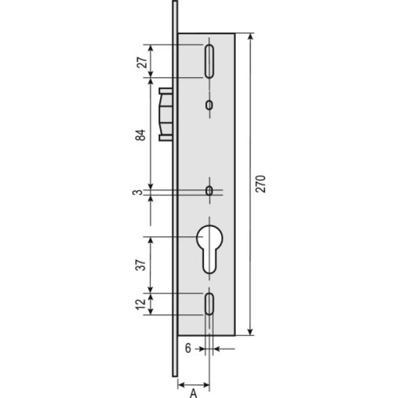 Assa Abloy - Coffre têtière filante 39 mm 3 points à rouleau stremler U24x6 - 2 tours de clé - 6374.39.0