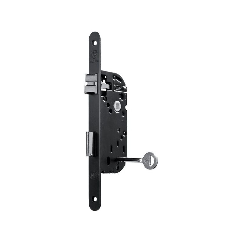 Serrure à larder pêne demi-tour et pêne dormant à gorges axe 40 mm-Têtière bouts ronds main gauche -d 25 Vachette