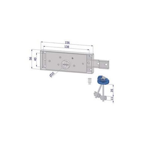 Serrure latérale à double embout pour volet avec pêne dormant plié 2215 - SX (2260XZB4508XX2)
