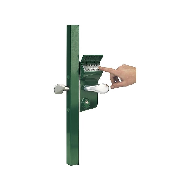 Serrure LLKZ100 pour portail coulissant à code mécanique vert 6005 profil de 100 mm Locinox