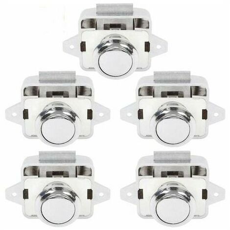 Serrure Loquet Porte Fermeture Placard Bouton Poussoir Camping Car Bouton Pour Rv Caravane Moteur De 5 Pièces Argent