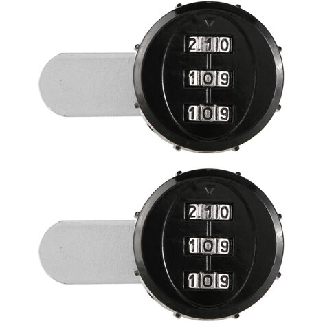 Serrure mécanique à mot de passe en alliage de Zinc à 3 chiffres, 2 pièces, pour armoire, armoire, boîte aux lettres, noir 20mm/0,79 pouces