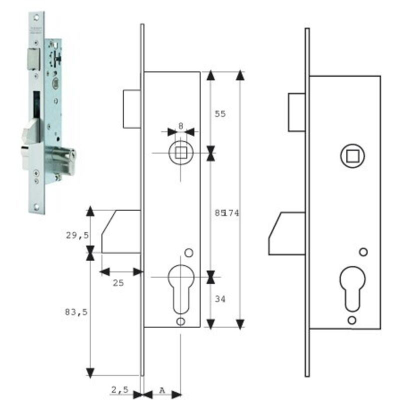 Serrure Tesa 2210/25/3ai