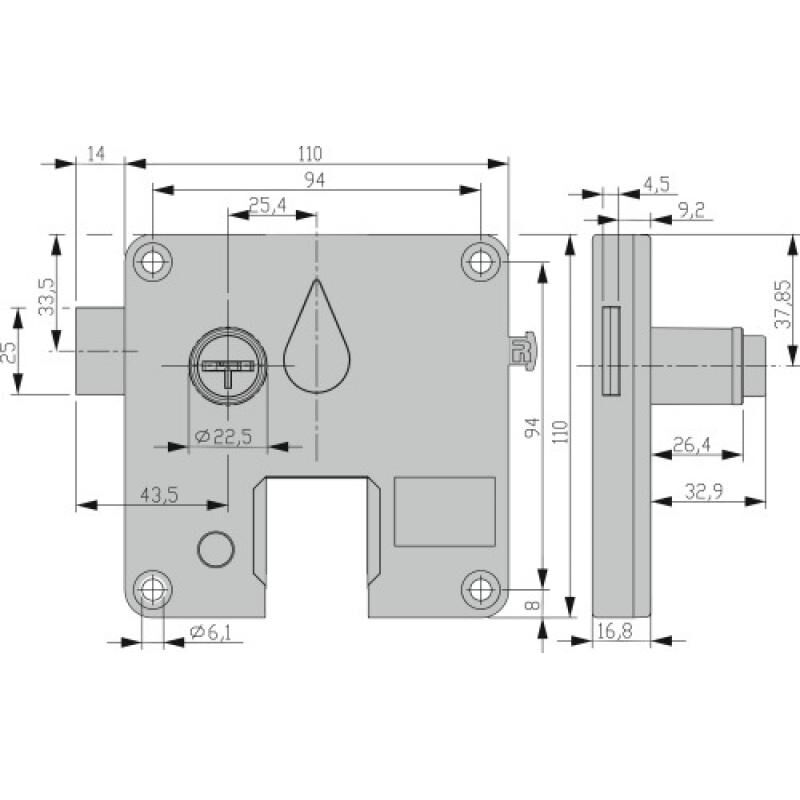 Ronis - Serrure à monnaie 1€ Omega 100 - pour environnement sec boitier abs cylindre à paillettes interchangeable - main droite